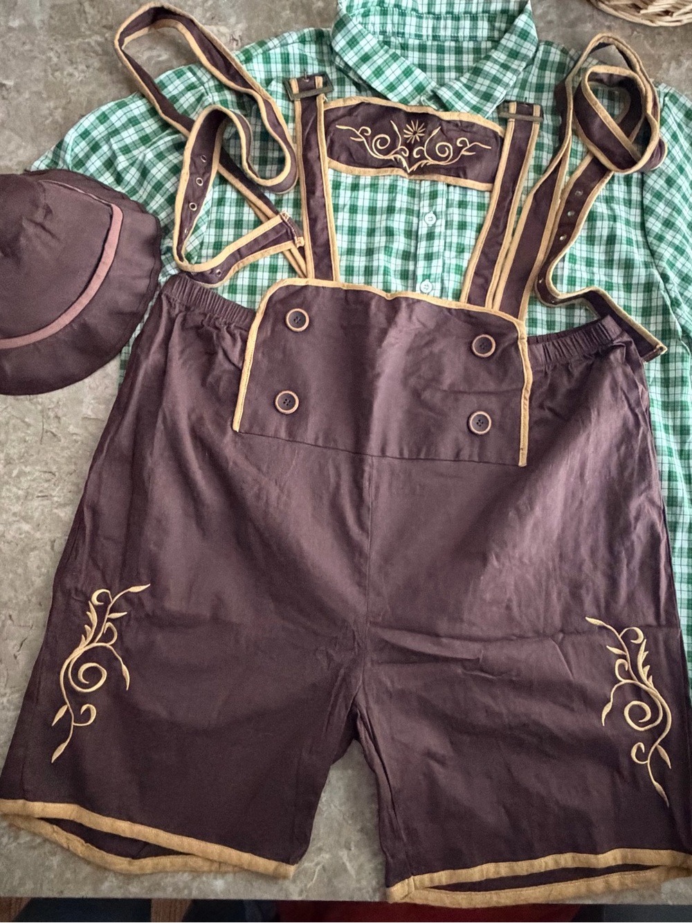 3 piece Oktoberfest Outfit Mens Lederhosen German Bavarian Costume for Halloween